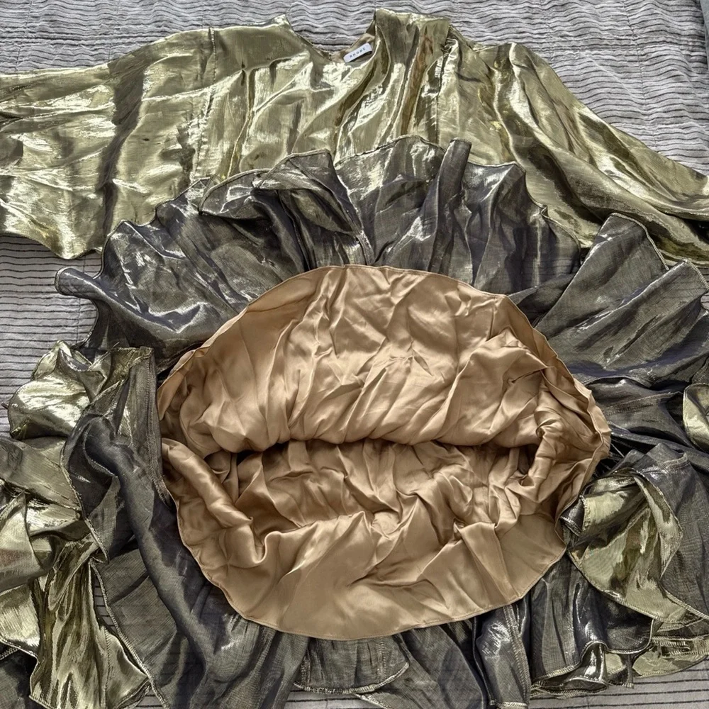 *ARCHIVE* RHODE Gold Lamè Ella Mini Dress Size S/M DEFECTS NEEDS WORK - Picture 5 of 13